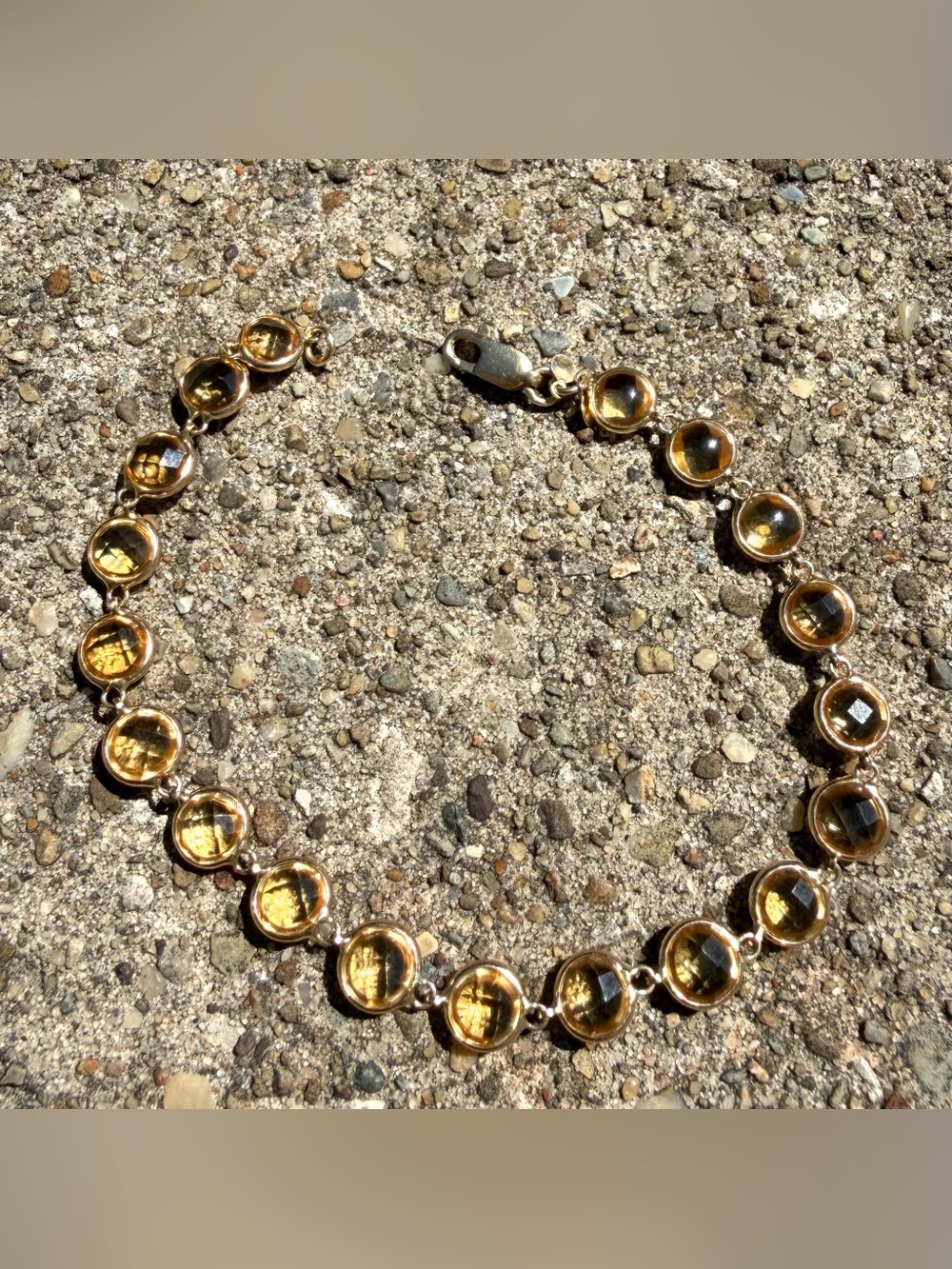 Gold-Tone Citrine Glass Station Bracelet - Women Jewelry